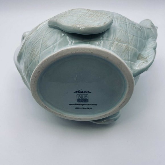 Blue Sky Ceramics, Diane, 2012, Koi Fish TeaPot, Light Green-Blue, Brushed Brown - Picture 8 of 9